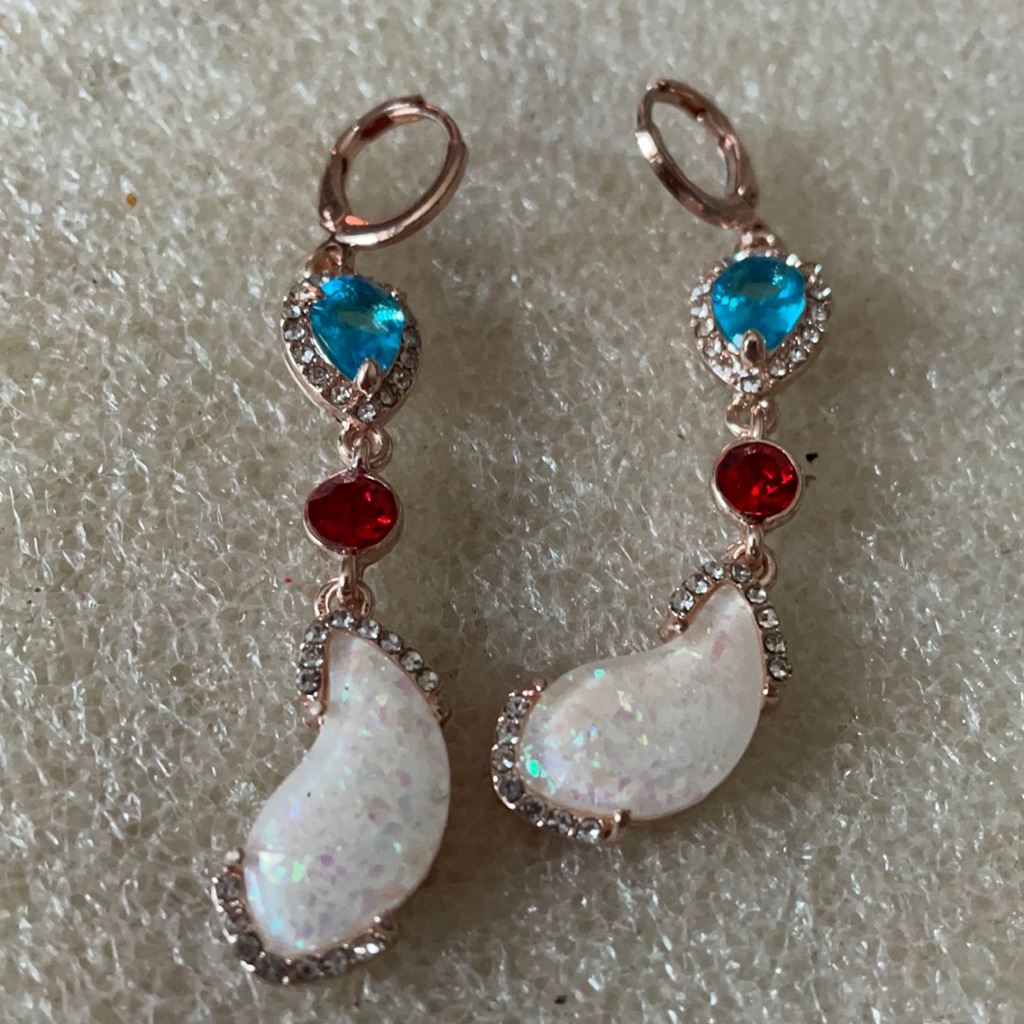 Rose Gold Over Silver Gem Earring